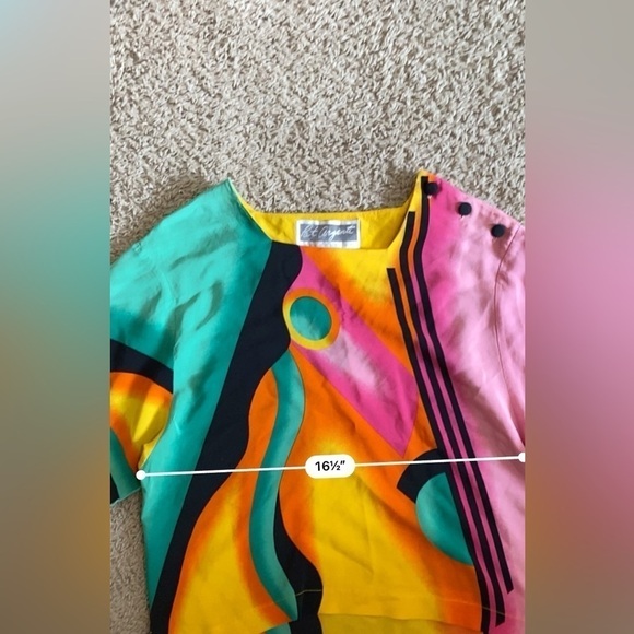 Pat Argenti Vintage 1980’s 100% Silk Blouse size L - Picture 5 of 7